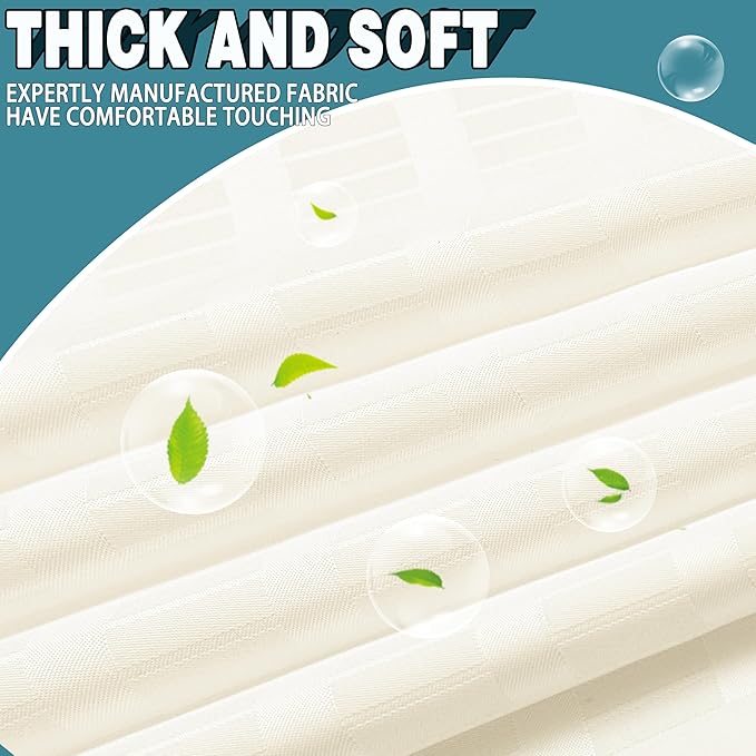 Conbo Mio Stall No Hook Shower Curtain with Snap in Liner Set, Hotel Luxury Beige Shower Curtains for Bathroom with See Through Top Window, Waterproof, Washable 36W x 74H
