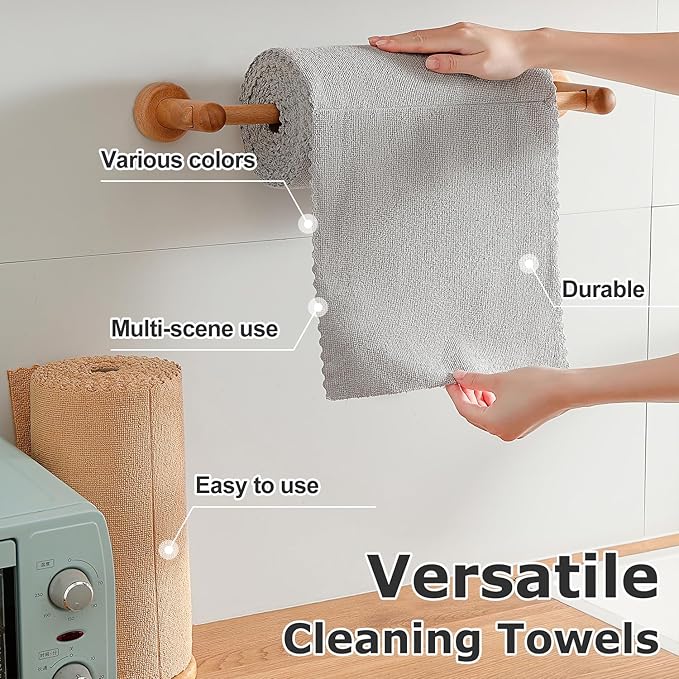 80 Pack Microfiber Cleaning Cloth Roll Grey Reusable Paper Towels 12"x12" Tear Away Cloth, Microfiber Towels for Cars, Wash Cloths, Lint Free Rags for House, Kitchen,Window,Cleaning Supplies