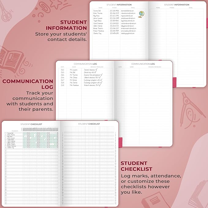 Clever Fox Teacher Planner – School Year Planner with Calendars & Lesson Plans – Teacher Plan Book for Classroom & Homeschool Organization - Undated, 7x10″, Hardcover (Wine Red)