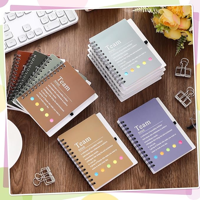 Feifeiya 24 Pcs Employee Appreciation Gifts Bulk Team Recognition Notebooks with Sticky Notes Staff Thank You Gifts for Social Worker Teacher Nurse Coworker Office Motivation Set (Neutral Colors)