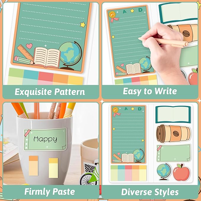 B1ykin Cute Sticky Notes Set - Amazing Teacher Self-Stick Notes Pad, 550 Sheets Writing Memo Pages Sticky Notepad for Teacher Appreciation Gifts, School Office Supplies (Rainbow Teacher)