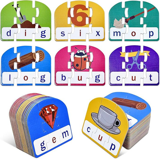 CVC Puzzle Cards for Kids: 20 Pieces Phonics & Spelling Games for Toddlers, Preschool & Kindergarten – Ideal for Speech Therapy & Early Learning Classrooms, Preschool Classroom Must Have
