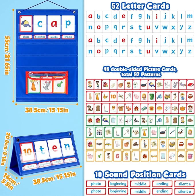 Torlam CVC Word Builder Kindergarten Classroom Must Haves, Phonics Games Preschool Learning Activities Spelling Toy Reading Letter Site Sight Words Games Flash Cards for Kids Autism Special Education