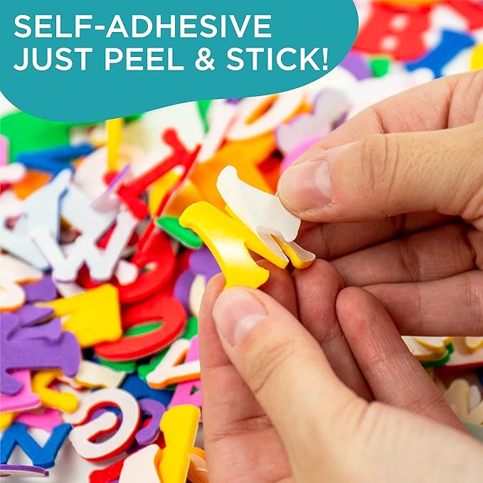 Horizon Group USA Adhesive Foam Alphabet Letters - 1000+ Sticker Letters, 7 Fonts, Capital & Lowercase, Multicolor