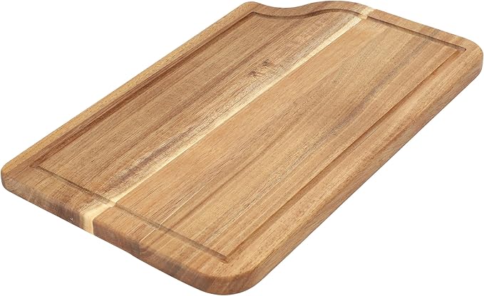 Elama 14 x 8.5 Inch Acacia Wood Cutting, Prep and Serving Butcher Cutting Board – Cutting and Serving Board for Meat, Cheese, and Vegetables (14 x 8.5 Inch)