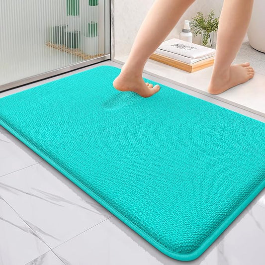 OLANLY Thick Memory Foam Bath Mats Rugs 36x24, Extra Soft Absorbent Bathroom Rug, Quick Dry Bath Mat, Non-Slip, Machine Washable Carpet for Bathroom, Tub and Shower, Home Decor Accessories, Teal