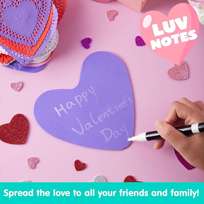 JOYIN 86 Pcs Valentines Day Heart Doilies Craft Gift Set with 50 Pcs Paper Doilies, 12 Foam Craft and 1 Bags of Glitter Foam Heart Stickers for Valentine's Day Party Tableware Decoration