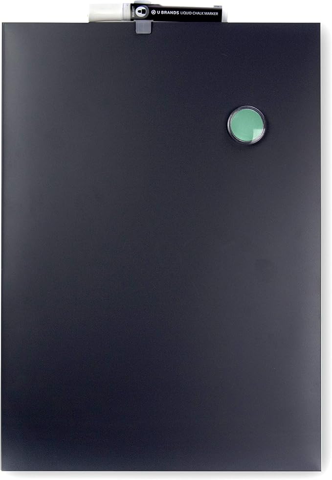 U Brands Magnetic Chalkboard, 11" x 15.5", Frameless, Premium Matte Surface, Includes Marker and Magnet