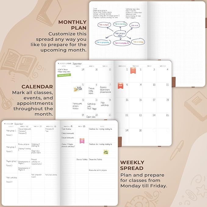 Clever Fox Teacher Planner – School Year Planner with Calendars & Lesson Plans – Book for Classroom & Homeschool Organization, A4 (Rose Gold)