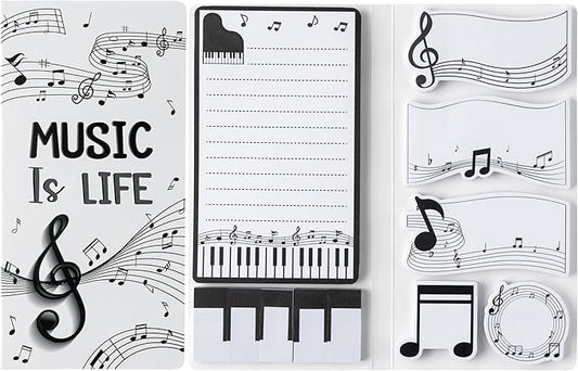 B1ykin Cute Sticky Notes Set - Music is Life Self-Stick Notes Pad, 550 Sheets Writing Memo Pages Sticky Notepad for Teacher Appreciation Gifts, School Office Party Favors Supplies (Musical Note)