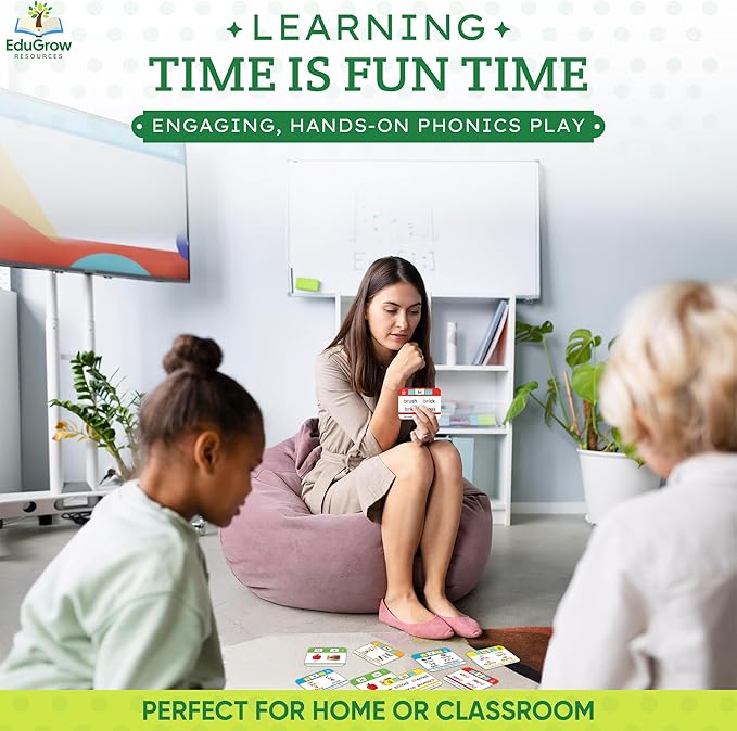 Phonogram Flash Cards - Phonics Flash Cards - Learn to Read - CVC Reading Flashcards for Kids Ages 5-8 - Phonics Games - Homeschool Preschool Kindergarten First Second Grade Learning Activities