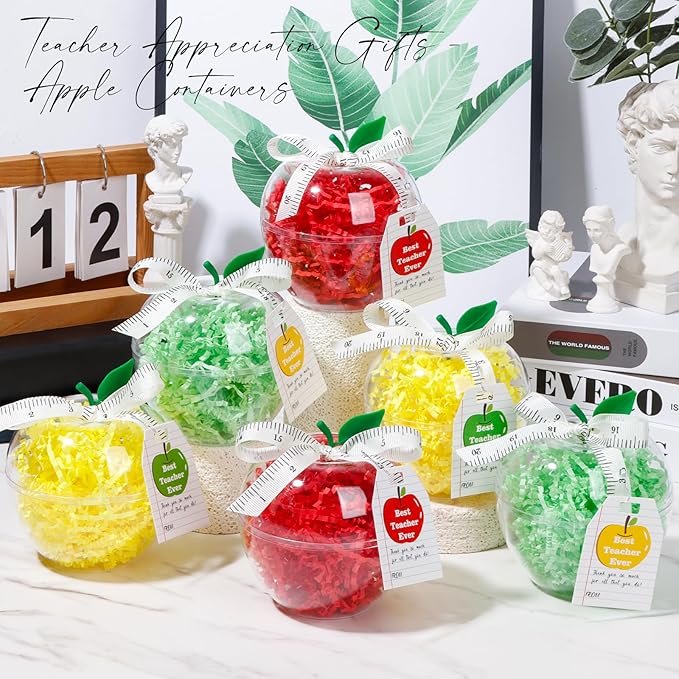 dZbGift Teacher appreciation gifts in bulk,Teacher gifts card holder-6pcs plastic apple containers,back to school,first day of school,teacher birthday gifts