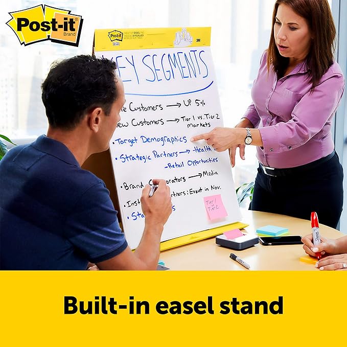 Post-it Super Sticky Tabletop Easel Pad, Great for Virtual Teachers and Students, 20 x 23 Inches, 20 Sheets/Pad, 1 Pad (563R), Portable White Premium Self Stick Flip Chart Paper, Built-in Easel Stand