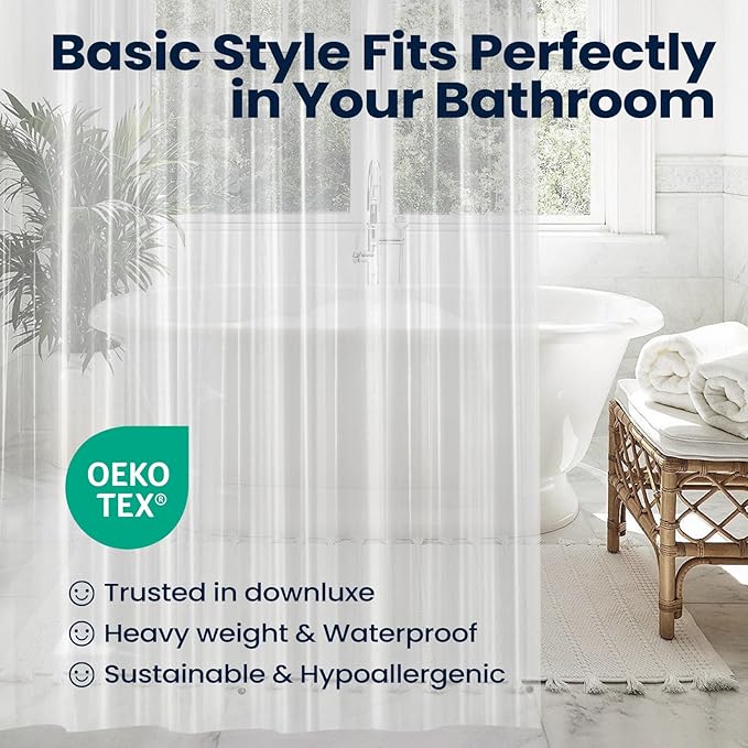 downluxe Clear Shower Curtain Liner, PEVA Heavy Duty Plastic Shower Liner with 3 Magnets, 72" x 72" Waterproof Bathroom Curtain
