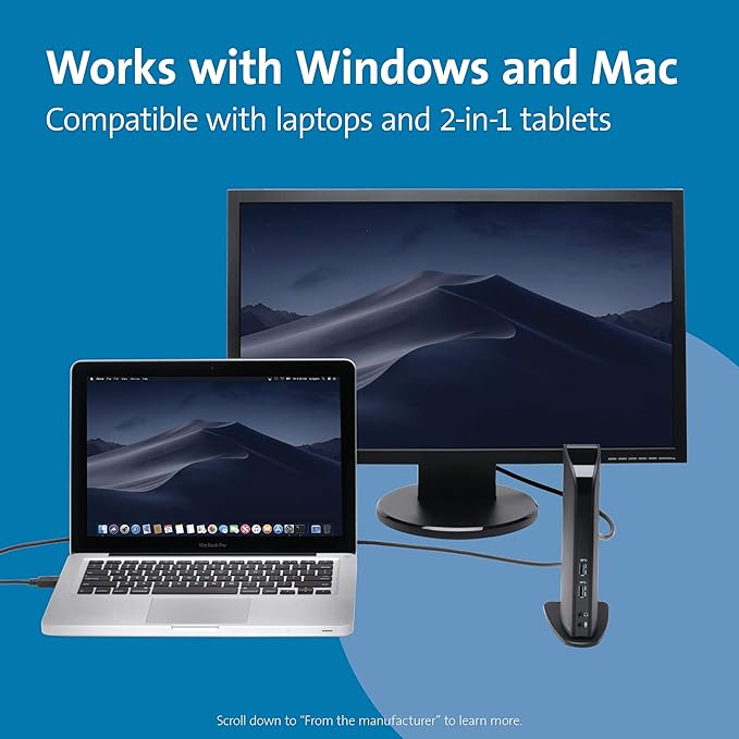 Kensington USB 3.0 Dual Display Docking Station for MacBooks, Windows and Surface (K33972US)