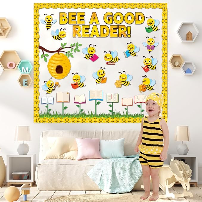 gisgfim Bee Bulletin Board Decorations Bee A Good Reader Cutouts Reading Theme Bulletin Board Borders for Classroom School Library Home Wall Decor(Bees)