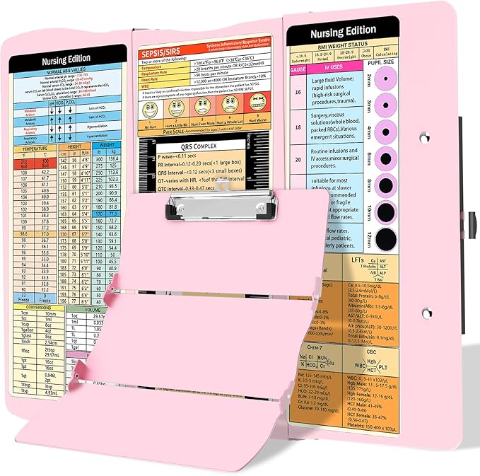 Nursing Clipboard Foldable Clipboard Medical: Edition Cheat Sheets Aluminum 3 Layers Foldable Clipboards Nursing Pocket Size Profile Clip Nurse Clipboards Notepad for Nurses Students and Doctors