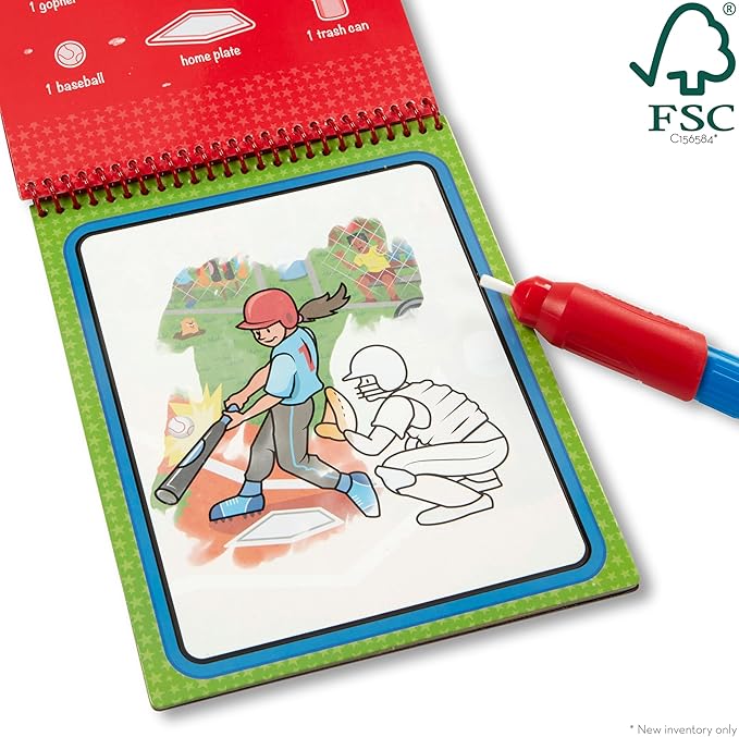Melissa & Doug On The Go Water Wow! Reusable Water-Reveal Coloring Activity Pad – Sports