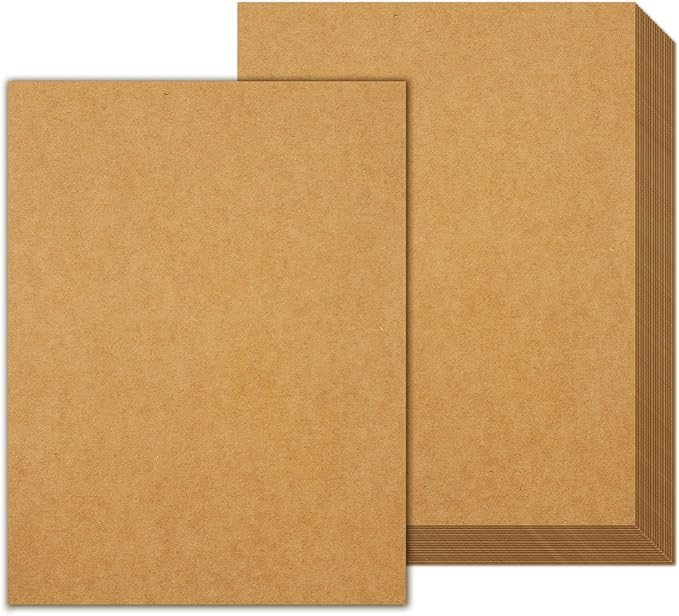 Ohuhu Brown Kraft Cardstock Thick Paper 100 Sheets - 8.5" x 11" Heavyweight 80 lb/216 gsm Card Stock for Crafts and DIY Card Making