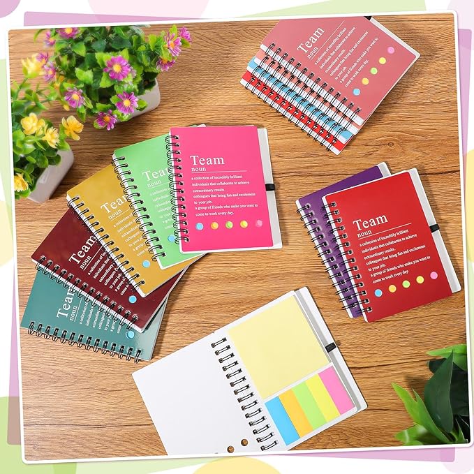 24 Pcs Employee Appreciation Gifts Bulk Team Recognition Notebooks with Sticky Notes Staff Thank You Gifts for Social Worker Teacher Nurse Coworker Office Motivation Set (Bright Color)