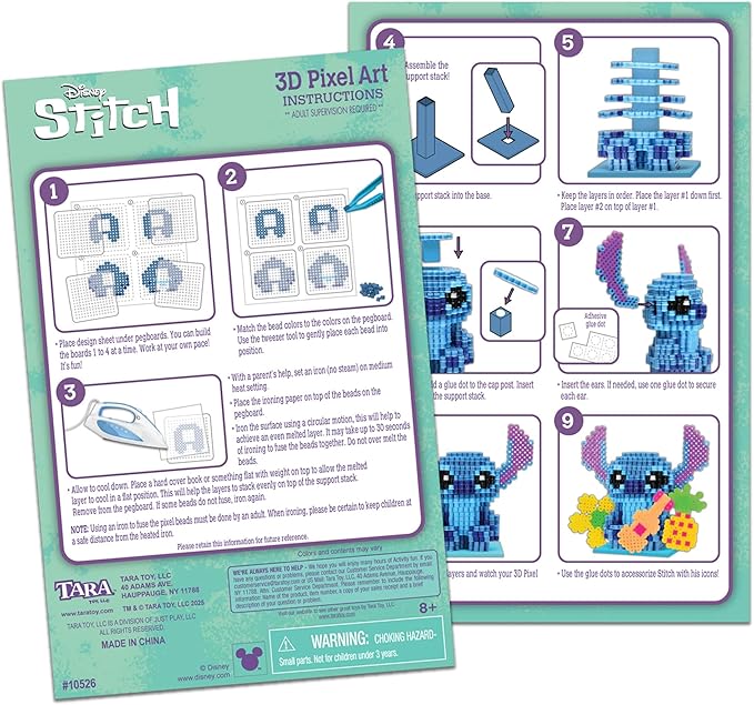 STITCH Disney Pixel Creations Bead Kit Lilo DIY Craft Set with 2500 Beads, Pegboards & Templates Creative Activity Toy for Girls & Boys Ages 6+