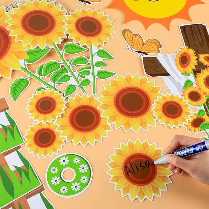 gisgfim Sunflower Bulletin Board Decoration Set Summer Religious Cutouts for Classroom School Welcome Blooming for Jesus Spring Christian Bulletin Board Craft Door Home Wall(Blooming for Jesus)
