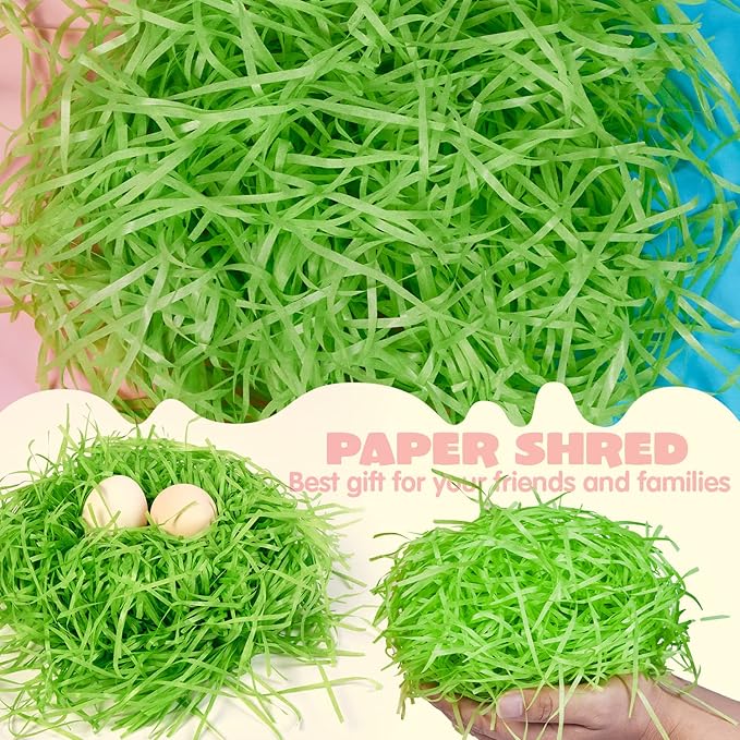 JOYIN 2.25 LB Multicolor Rainbow Easter Grass Recyclable Paper Shred Gift Wrap Crinkle Filler(Pink, Yellow, Sky Blue, and Green) for Easter Hunt Decor, Basket Stuffers, Wedding Party Favor(36 oz)
