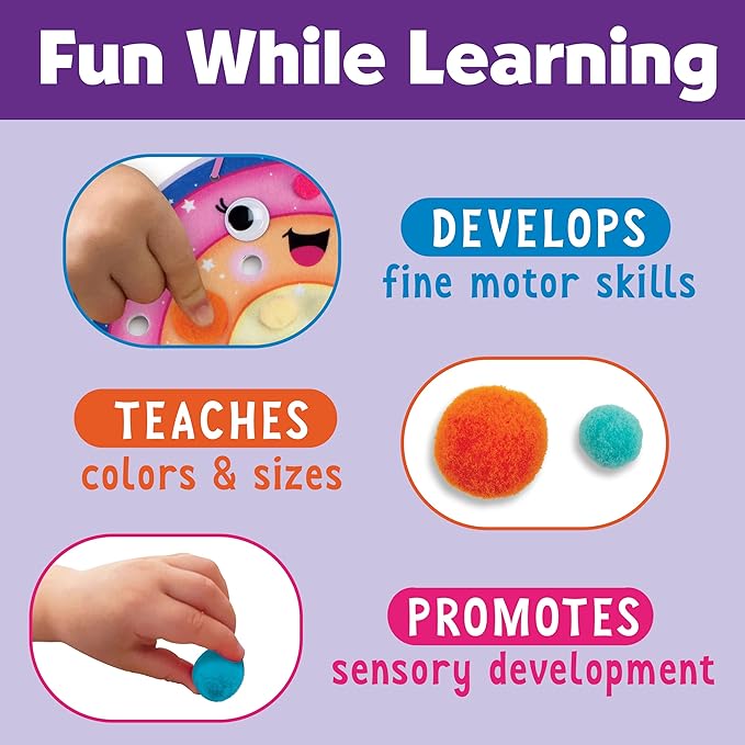 Creativity for Kids Pom Pom Pictures: Magical - Rainbow and Unicorn Sensory Toy Boards (8" x 8"), Preschool and Toddler Crafts, Unicorn Gifts (Ages 3+)