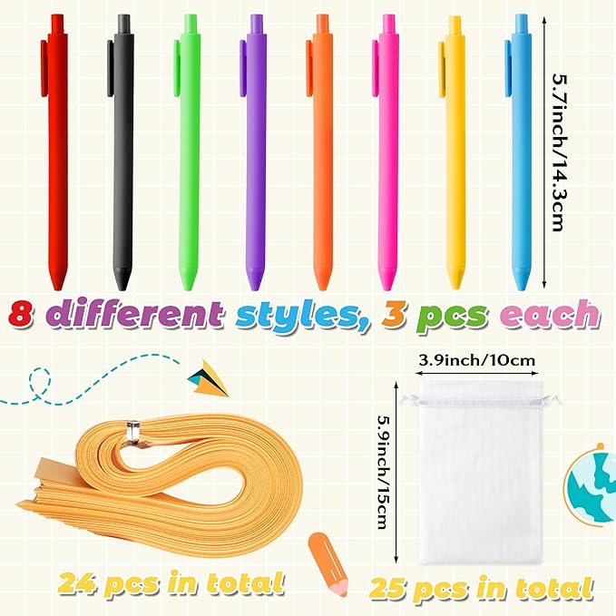Xqumoi Teacher Appreciation Sticky Notes with Pen Gift Set - 24 Set Back to School Self Sticky Writing Memo Pads Ballpoint Pens with Mesh Bag Party Favors Classroom Rewards Office Supplies