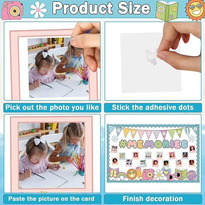 Groovy End of Year Bulletin Board for Classroom Decoration 2026 Graduation Memories Boho Retro Hippie Bulletin Board Set Rainbow Cutouts Daisy Diy Photo Picture Frame for Chalkboard Wall Teacher
