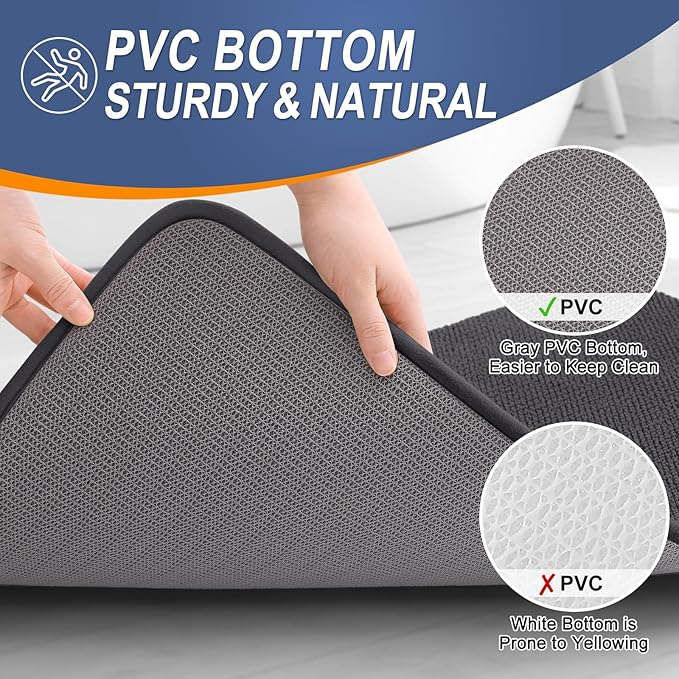 OLANLY Thick Memory Foam Bath Mats Rugs 47x32, Extra Soft Absorbent Bathroom Rug, Quick Dry Bath Mat, Non-Slip, Machine Washable Carpet for Bathroom, Tub and Shower, Home Decor Accessories, Dark Grey