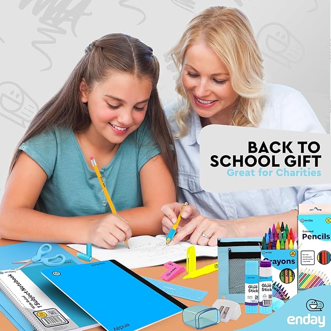Enday Back to School Supplies for Kids, Blue School Supply Box Grades K-5, Premium Quality Kids School Supplies Kit, Kindergarten School Supplies for Girls and Boys, 78 Piece Set