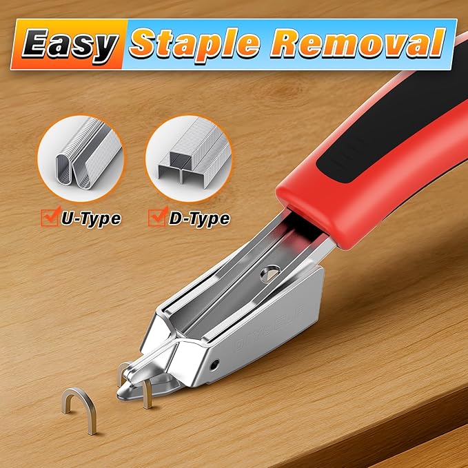 DIYSELF Staple Gun for Wood, 4-in-1 Upholstery Staple Gun Heavy Duty, Fabric Stapler, grapadora para Madera, Adjustable Manual Upholstery Stapler for Wall, Crafts, Furniture with 4000 Staples/Remover