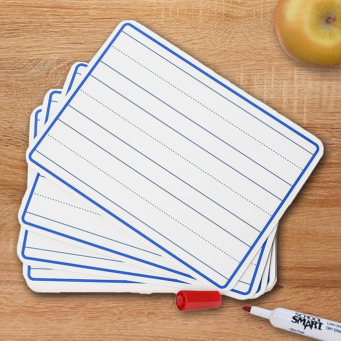 School Smart Lined Dry Erase Boards, 9 x 12 Inches, Pack of 10