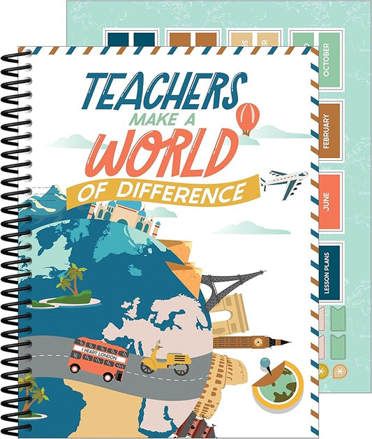 Carson Dellosa Let's Explore Teacher Planner 2025-2026, Undated 8" x 11" Lesson Plan Book With Retro Stickers, Class Schedule, Weekly Calendar, Classroom Must Haves, Homeschool and School Supplies