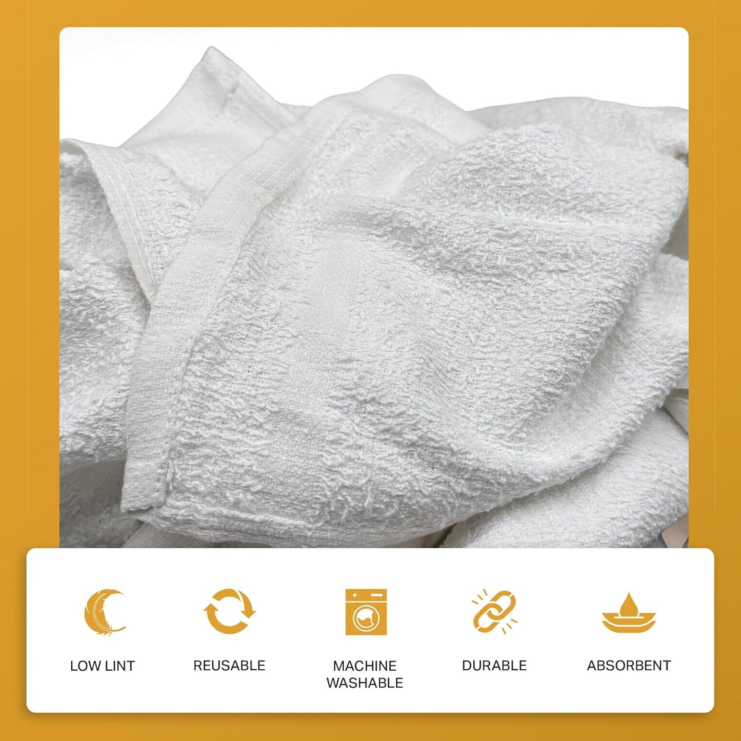 Angel-in-Armor White Terry Cloth Rags (16” x 19”) – 25lb Bulk Box of 100% Cotton Cleaning Rags – Reclaimed Towels for Plumbers, Shop Use, Janitorial, and Commercial Cleaning