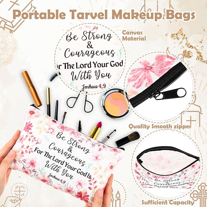 50 Pcs Christian Gifts for Women Inspirational Religious Plastic Tumbler Bible Verse Makeup Bag Ballpoint Pens Keychains Church Spiritual Gifts for Faith Pastor's Wife Birthday