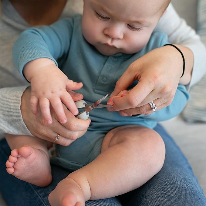 Dr. Brown's Safe Squeeze Nail Scissors with Rounded Blade Tip and 100% Silicone Handle for Infant & Baby