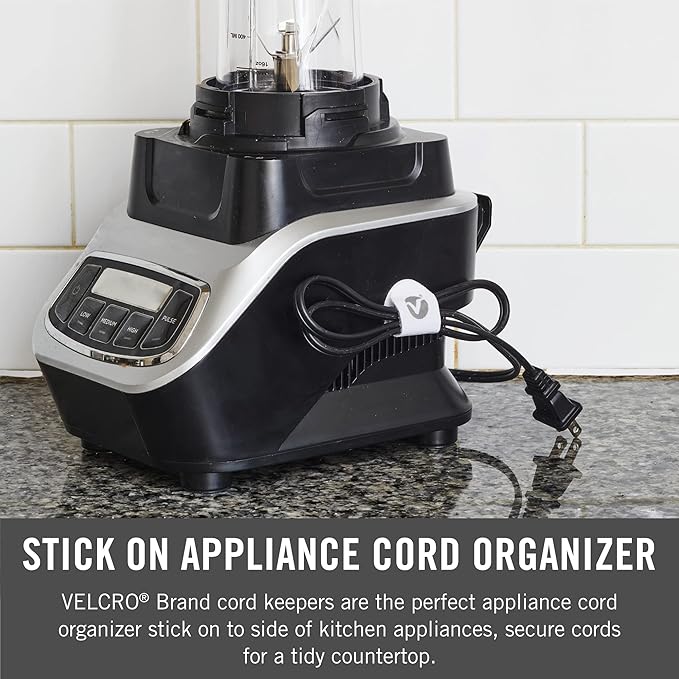 VELCRO Brand Cord Keepers | Soft Nylon Cable Clips Organize Wires in Home, Office, Desk or Nightstand | Removable Adhesive Back Holds Secure, Removes Clean | 10pk, White