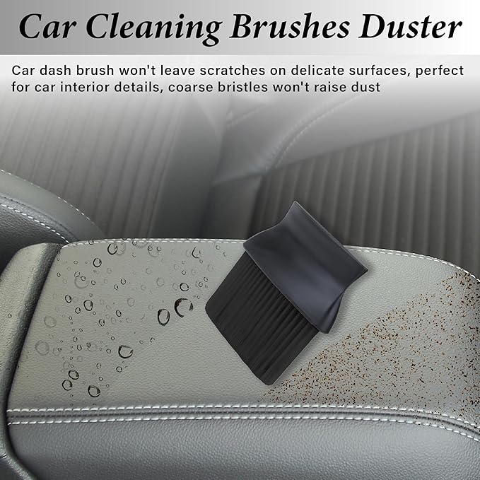 Car Interior Brush, Automotive Interior Dusting Brush, Car Interior Cleaning Brush, Bristles Detailing Brush Dusting for Car Interior, Dashboard, Air Conditioner Vents, Leather, Computer (Black)