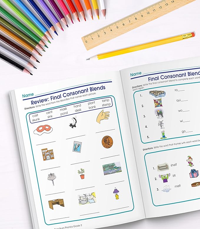 Carson Dellosa 29-Piece Reading Comprehension 2nd Grade Teaching Supplies, Spectrum Phonics and Reading 2nd Grade Workbooks, Writing Tool Kit, and Reference Flash Cards