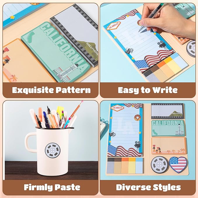 B1ykin Cute Sticky Notes Set - Los Angeles is Always A Good Idea Self-Stick Notes Pad, 550 Sheets Writing Memo Pages Sticky Notepad for Teacher Appreciation Gift, School Supplies (Los Angeles City)