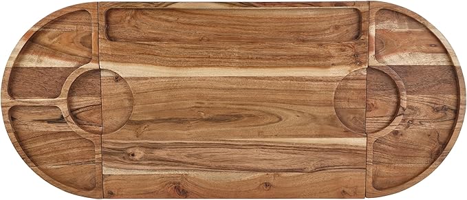 Fitz and Floyd Charcuterie 3 Part Magnetic Acacia Wood Adjustable Serving Board