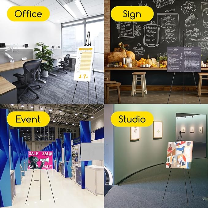 MEEDEN 2 Pcs Easel Stand for Painting and Display: 63" Art Metal Easel Sign Stand with Bag - Portable Foldable Instant Tripod Display Easel Stand for Wedding, Painting Canvas, Presentations, Posters