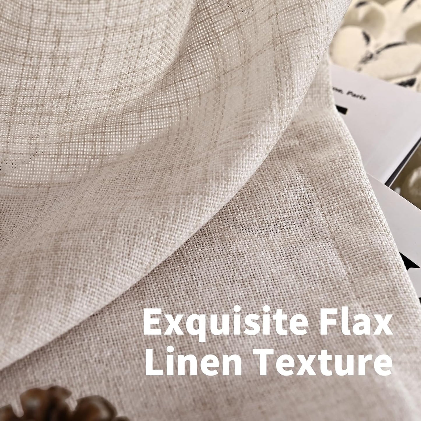 YoungsTex Natural Linen Curtains 95 Inches Long 2 Panels for Bedroom, Semi Sheer Drapes Light Filtering Privacy Floor Length Window Treatments with Pinch Pleated for Living Room, 40 X 95 Inch