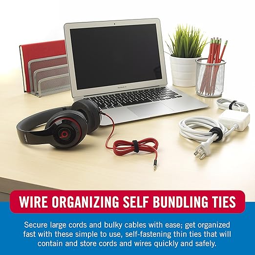 VELCRO Brand 150pk Cable Ties Value Pack, 8in | Gifts for Tech Lovers | For Wire Management and Cord Organizer | Replace Zip Ties with Reusable Straps, Reduce Waste