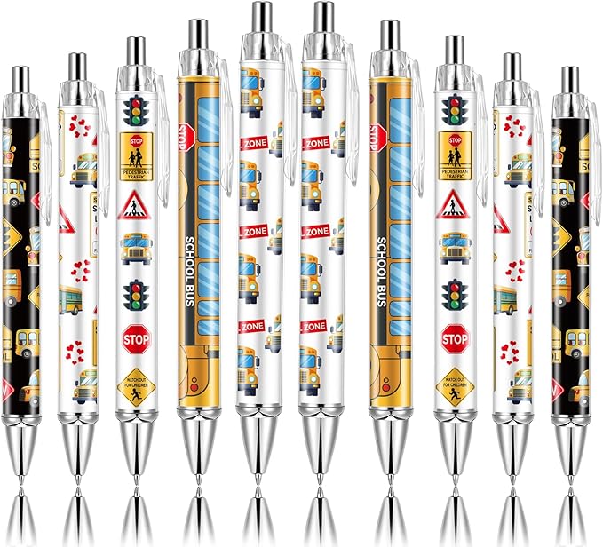 10 PCS School Bus Pens Bulk, Bus Driver Appreciation Gifts Pens Accessories Teachers Pen Thank You Work Ballpoint Pens Thanksgiving Christmas Gifts for Men Women Office Supplies (Bus Driver)