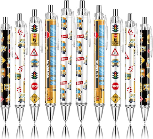10 PCS School Bus Pens Bulk, Bus Driver Appreciation Gifts Pens Accessories Teachers Pen Thank You Work Ballpoint Pens Thanksgiving Christmas Gifts for Men Women Office Supplies (Bus Driver)