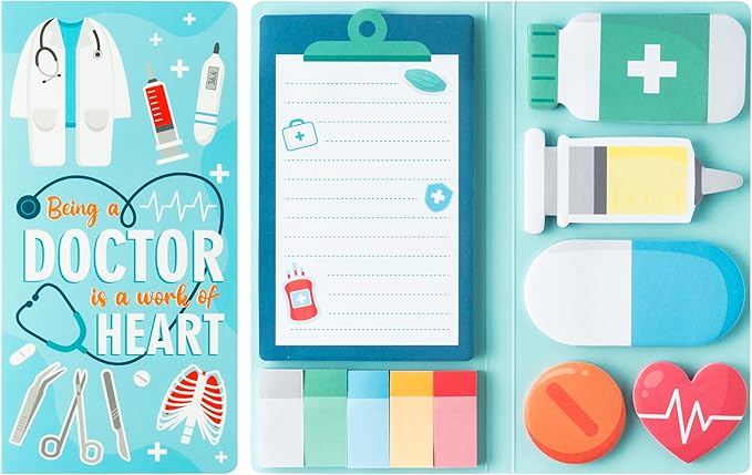 B1ykin Cute Sticky Notes Set - Being A Doctor is A Work of Heart Self-Stick Notes Pad, 550 Sheets Writing Memo Pages Sticky Notepad for Teacher Appreciation Gifts, School Office Supplies (Doctor)