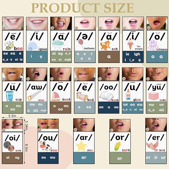 Ireer Boho Vowels Sound Wall Classroom Neutral Phonics Kit, Science of Reading Posters for Kindergarten, Speech Therapy Materials, Phonemic Awareness, Esl Teaching Material